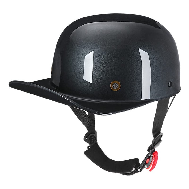 Woljay Vintage Retro Open Face Motorcycle Helmet Baseball Cap Half Helmets Men Women for Moped Cap Jet Scooter Street Cruiser  DOT Certified Medium Smoke